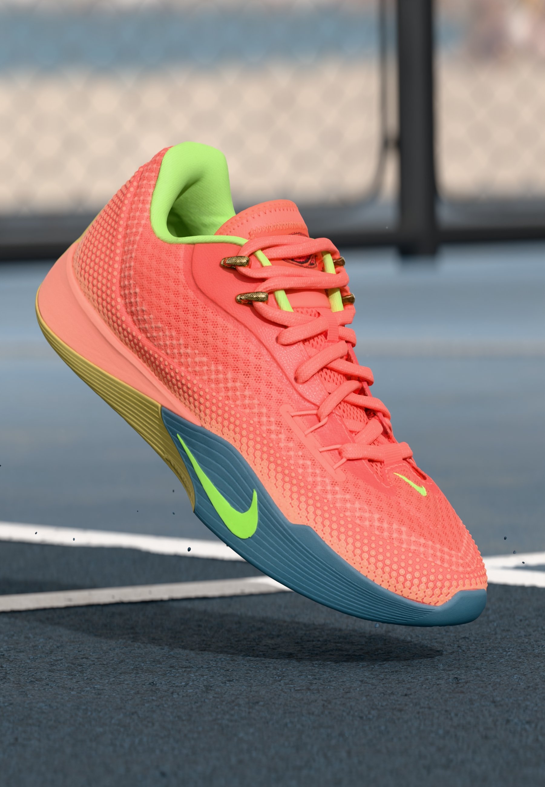 Nike Performance ST FLARE - Scarpe da basket - colore: mango chiaro/verde lime acceso/rosa atomico