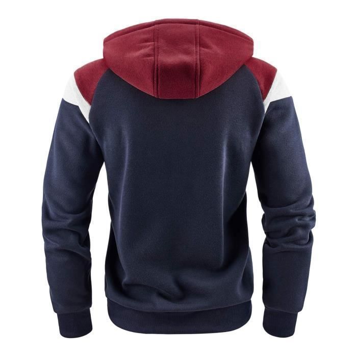 Chándal para hombre, conjunto de chándal con sudadera con capucha y pantalón de chándal con cordón ajustable - Azul marino
