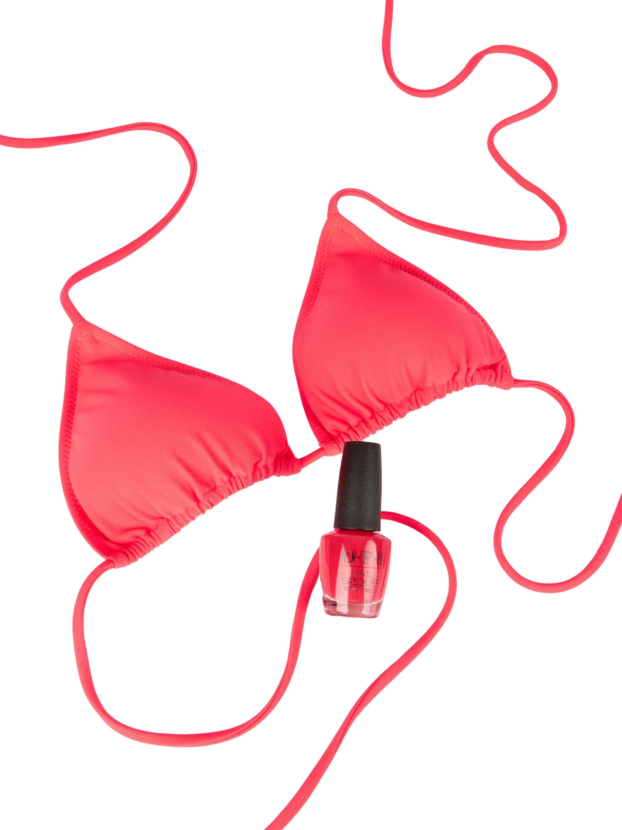 Neonrode driehoekige bikini voor dames