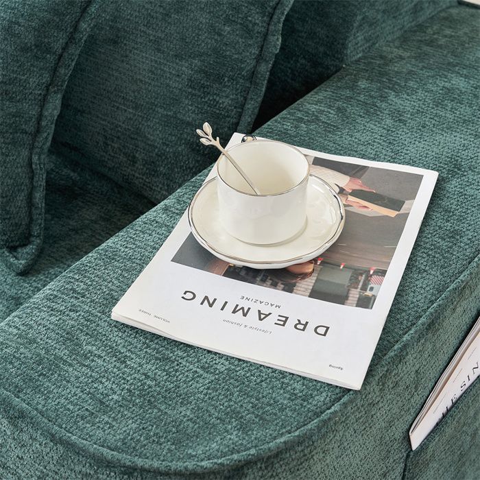 DRIPEX Canapé d'angle 3 places en chenille avec coussins,Canapé modulable en L avec chaise longue,sans montage,Vert,262×144×65cm