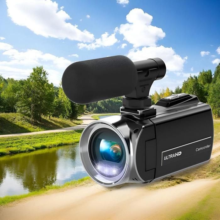 Videocámara digital, resolución 4K, 32 GB, resolución de 48 MP, zoom de 18x, pantalla HD de 3 pulgadas, estabilización electrónica de imagen, color negro.