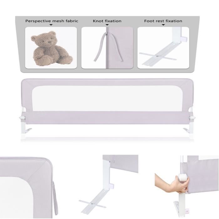 XUANYU Barriere De Lit Bebe, classique Lit Rail,Gris,1.45cm (Nature)