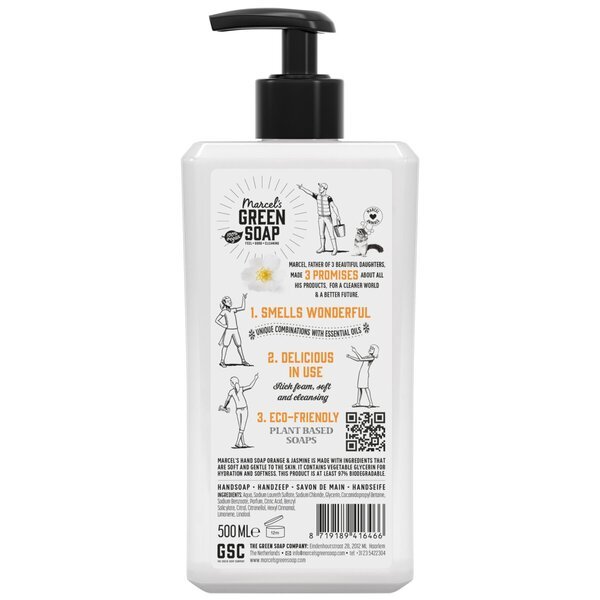 Marcel's Green Soap apelsīnu un jasmīna roku ziepes, 500 ml
