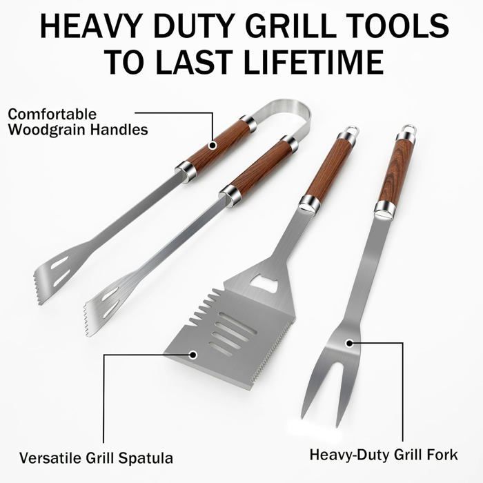 20-piece high-quality BBQ cutlery set, stainless steel case set, BBQ accessories