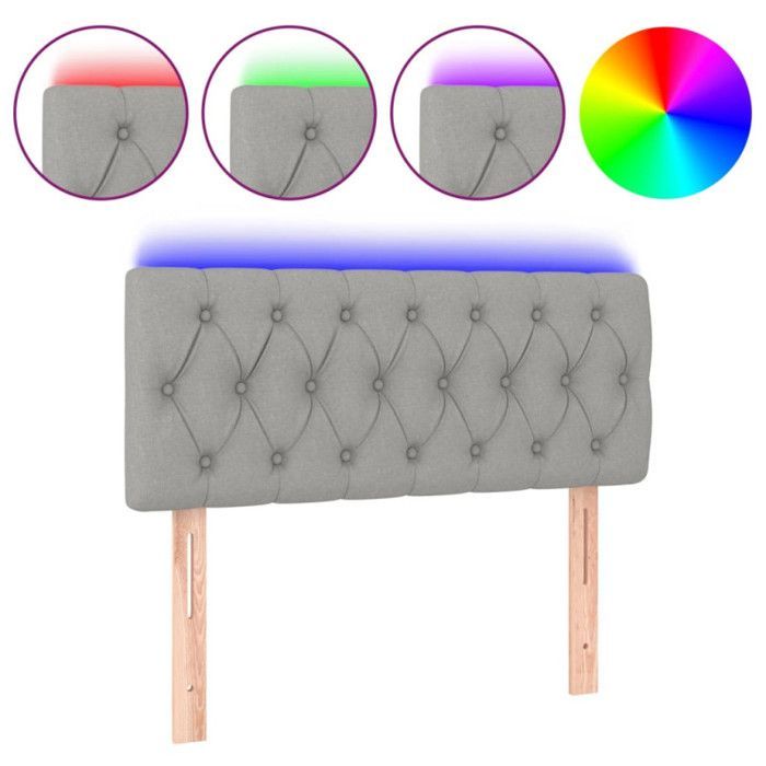 Cabeceira de LED vidaXL para quarto, móvel para cama de solteiro, acessório para cabeceira de cama, cinza claro, 3121930