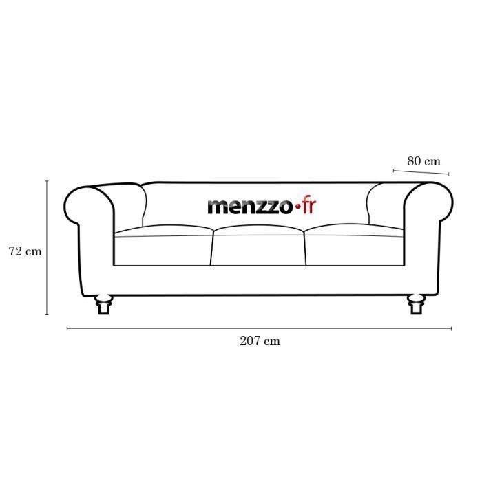 Grand canapé 3 places Chesterfield Velours Noir