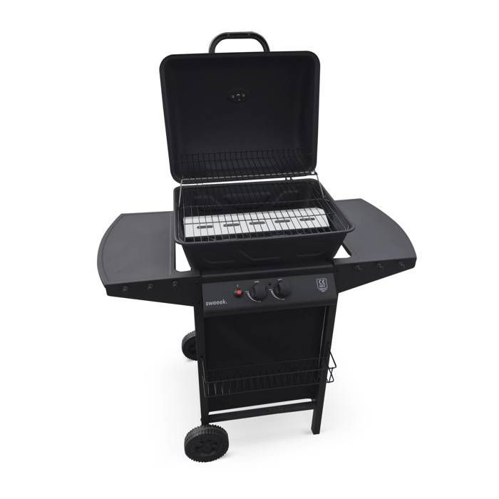 Aramis Gas Barbecue - 2-Burner Outdoor Kitchen with Side Shelves and Thermometer