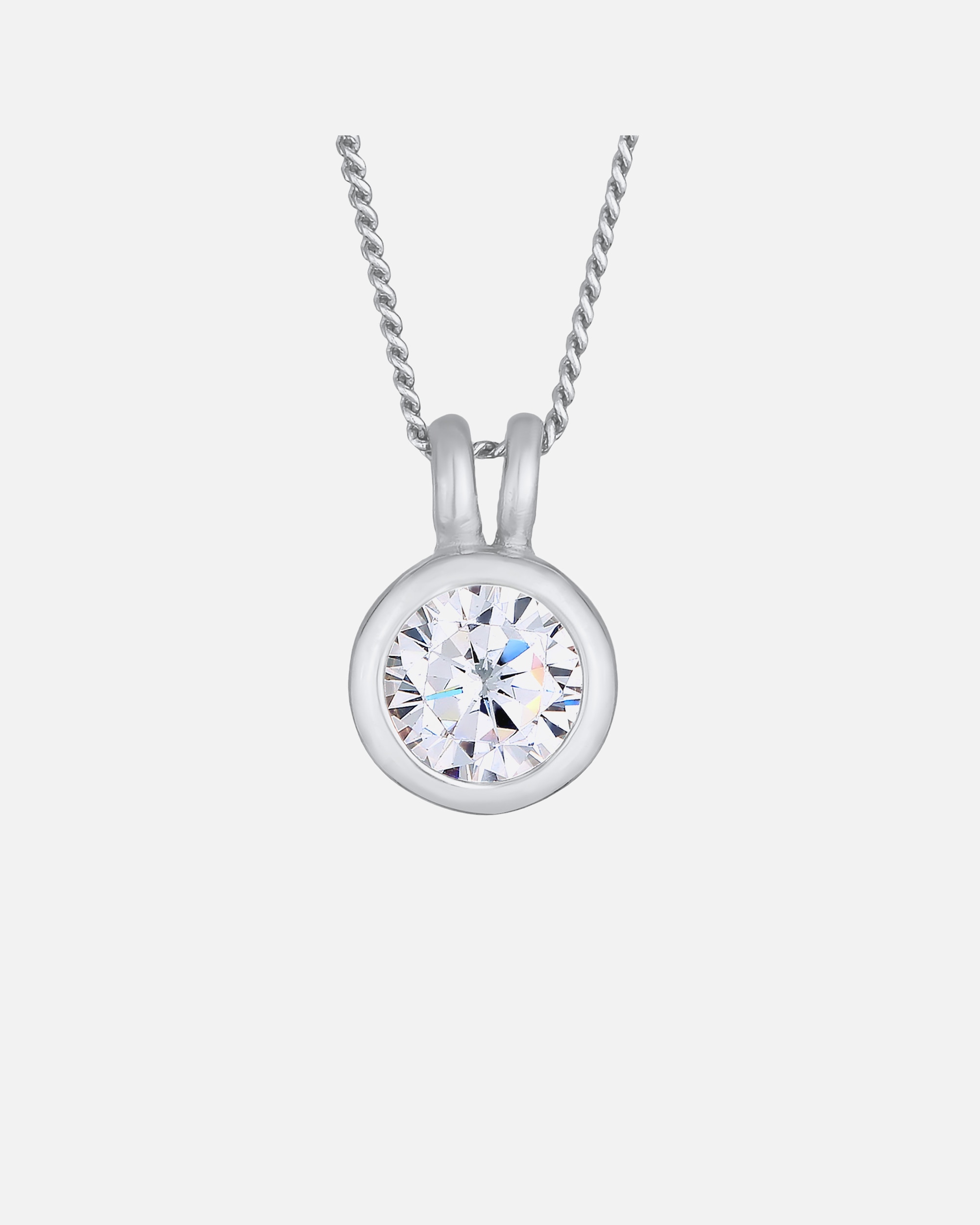 Elli Femmes Pendentif Solitaire Rond Classique avec Cristal de Zirconium en Argent Sterling 925