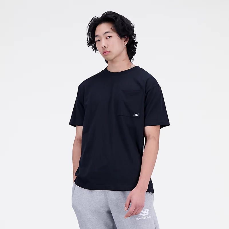 Męska koszulka z krótkim rękawem Essentials Reimagined Cotton Jersey T-shirt - CZARNY