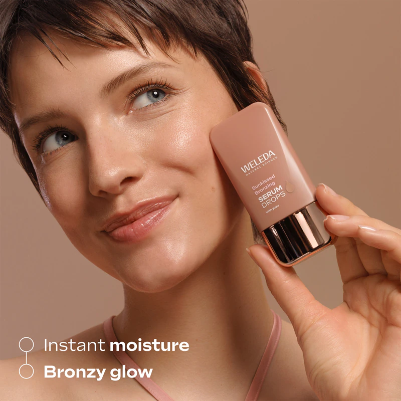 Sérum Facial Hidratante Weleda Serum Drops Sunkissed Bronzing com efeito bronzeado leve