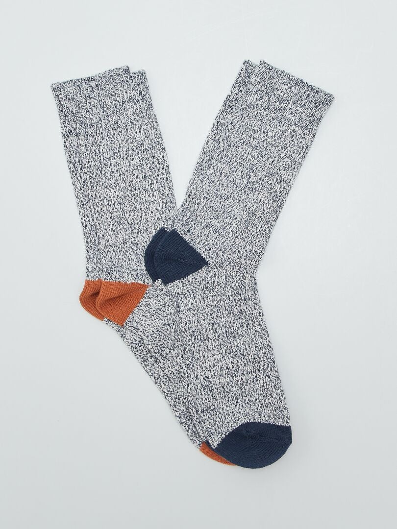 Set van 2 paar gebreide sokken - BLAUW