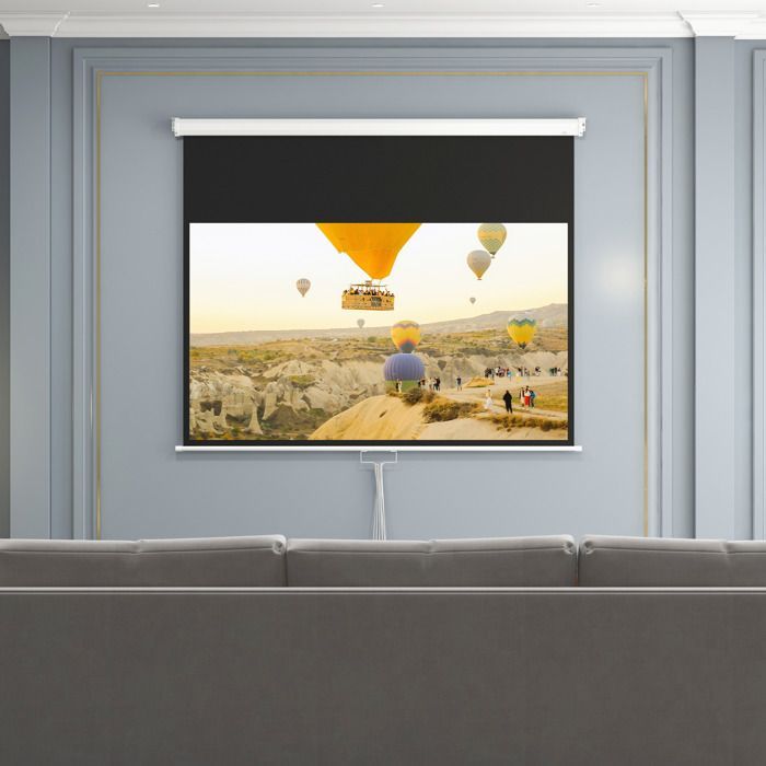 Écran de projection HOMCOM TV et Home Cinéma de 80 Pouces 16:9 4K HD, fixation mural ou plafond, 187 x 8 x 150 cm