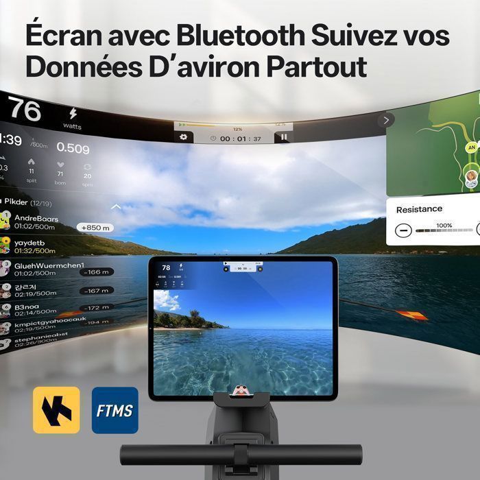 Vogatore indoor - JOROTO - JR30 - Resistenza magnetica 40 kg - Monitor Bluetooth - Carico massimo 160 kg