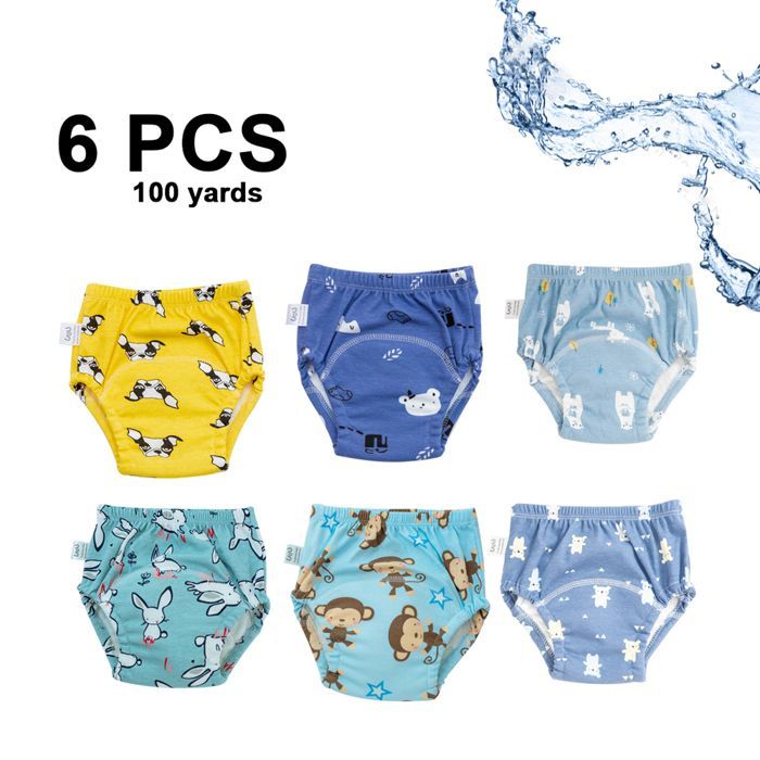 Paquete de 6 calzoncillos de entrenamiento acolchados de algodón para bebés, niñas y niños.