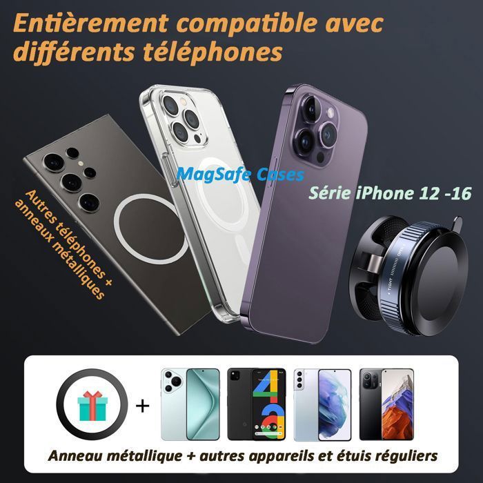 Suporte para celular veicular KINGCENTON 2025 - Magnético - Ventosa - Dobrável - Compatível com MagSafe