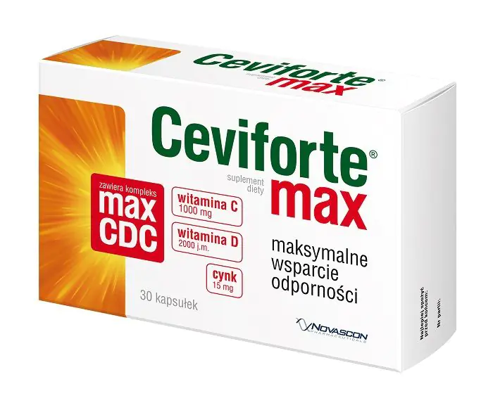 Ceviforte Max, Suplement diety z witaminą C, D3 i cynkiem, Kapsułki