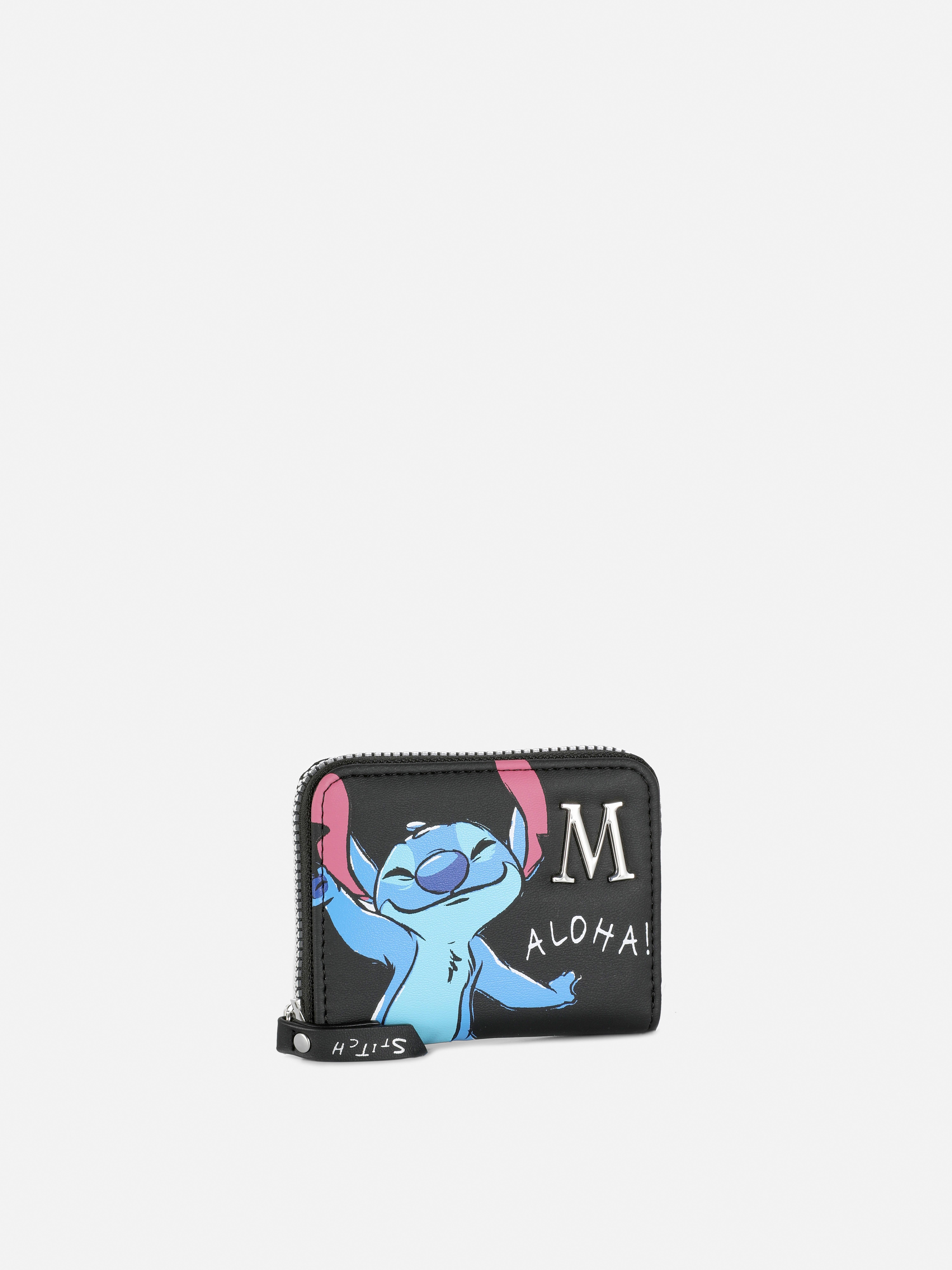 Portofel cu inițiala Disney Lilo & Stitch Portofel personalizat cu fermoar cu Stitch și propria ta inițială