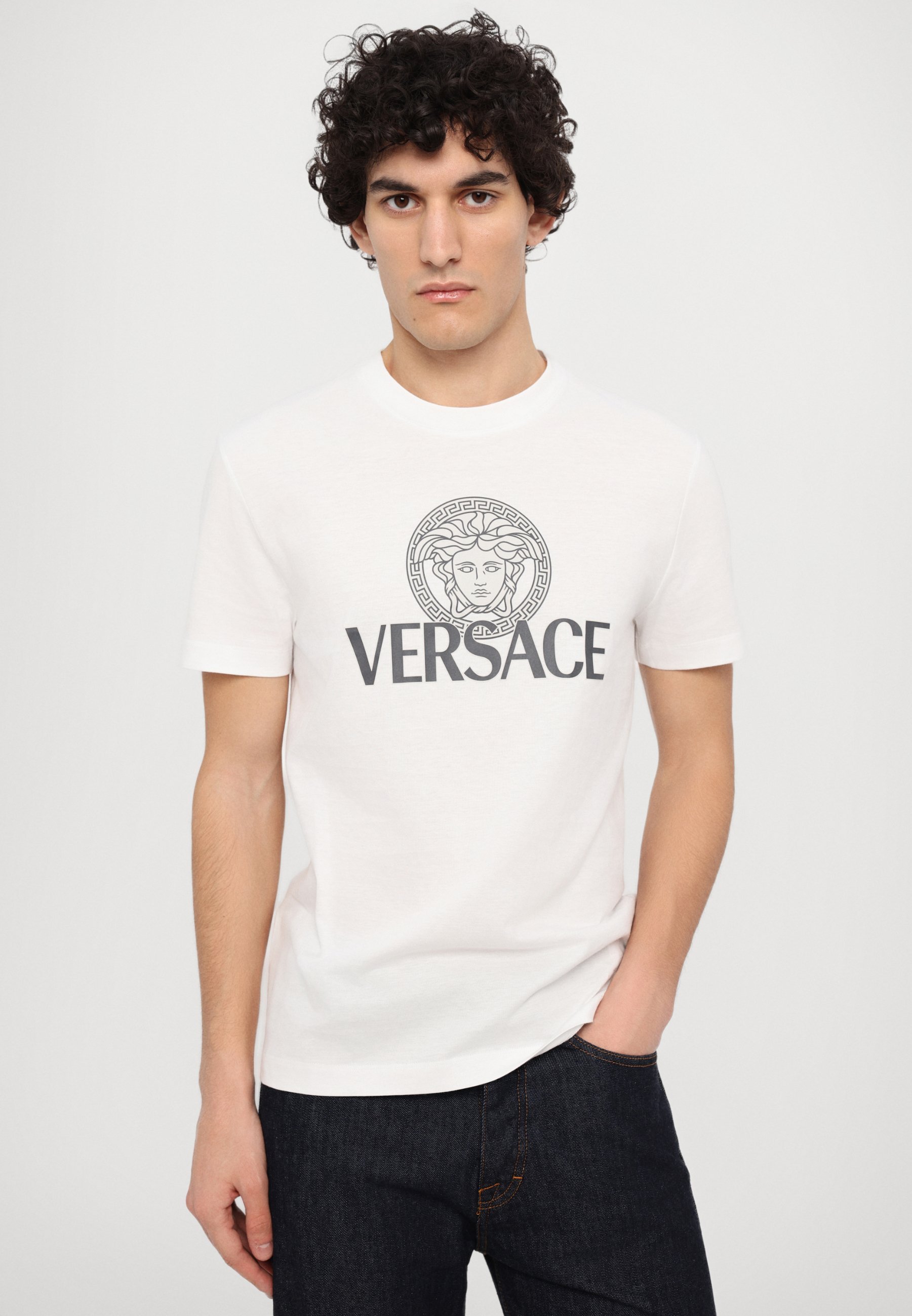 Versace COMPACT PRINT - T-shirt met print - optisch wit