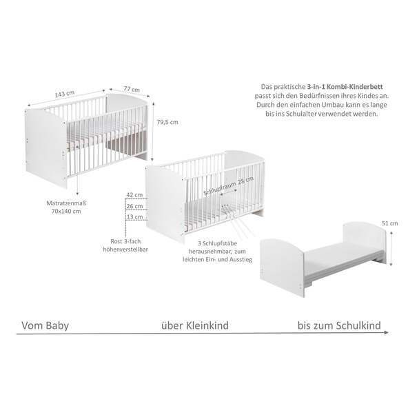Classic children's bed, including accessories, white