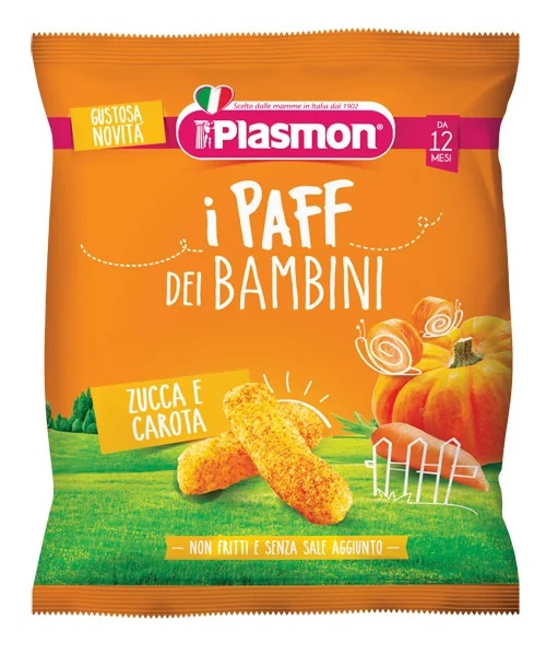 PLASMON Paff à la citrouille et à la carotte 15 g non frit et sans sel ajouté