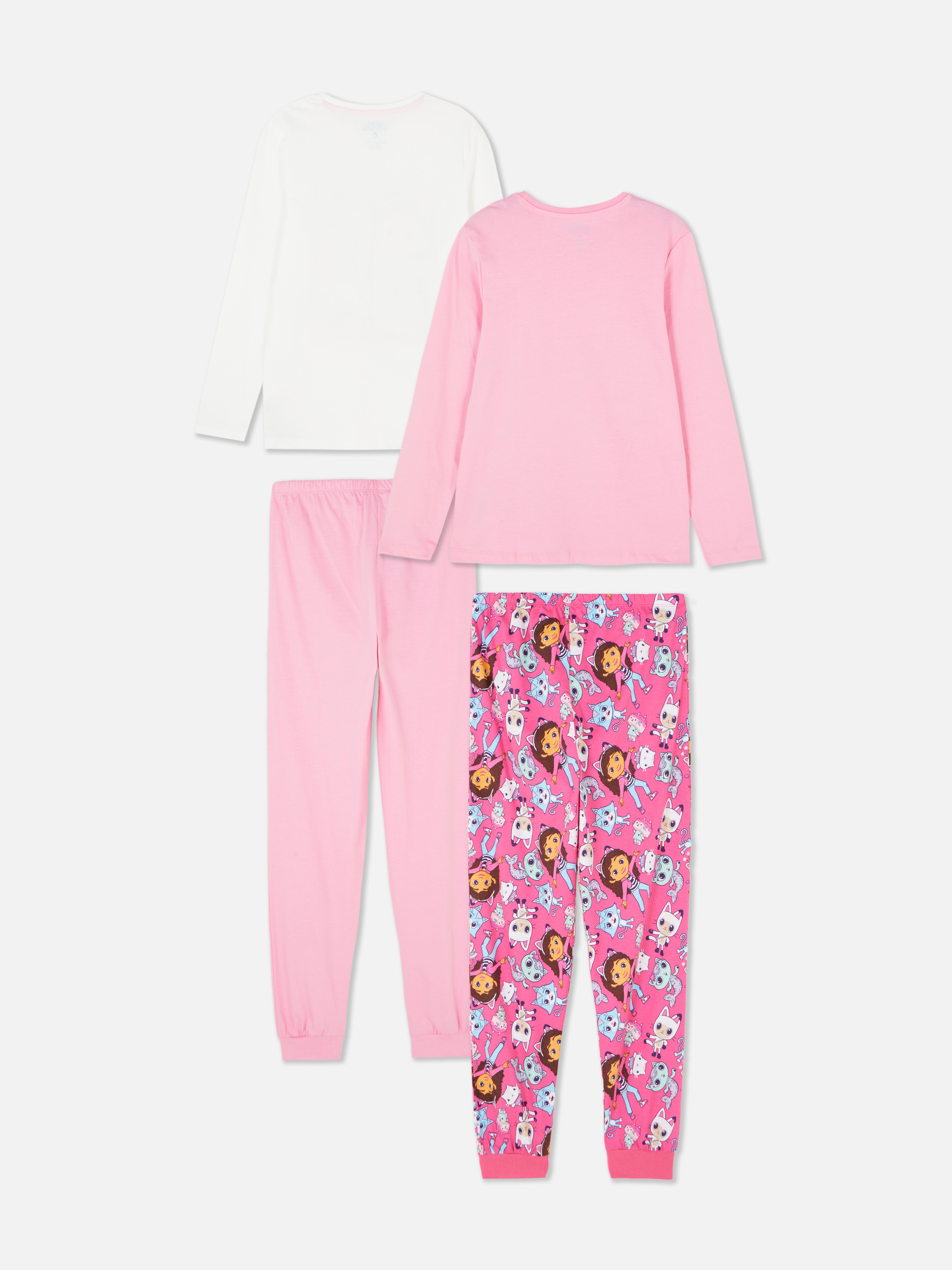 Pijamale Gabby's Dollhouse, set de 2 Două pijamale Gabby cu top cu mânecă lungă și pantaloni cu manșetă până la gleznă