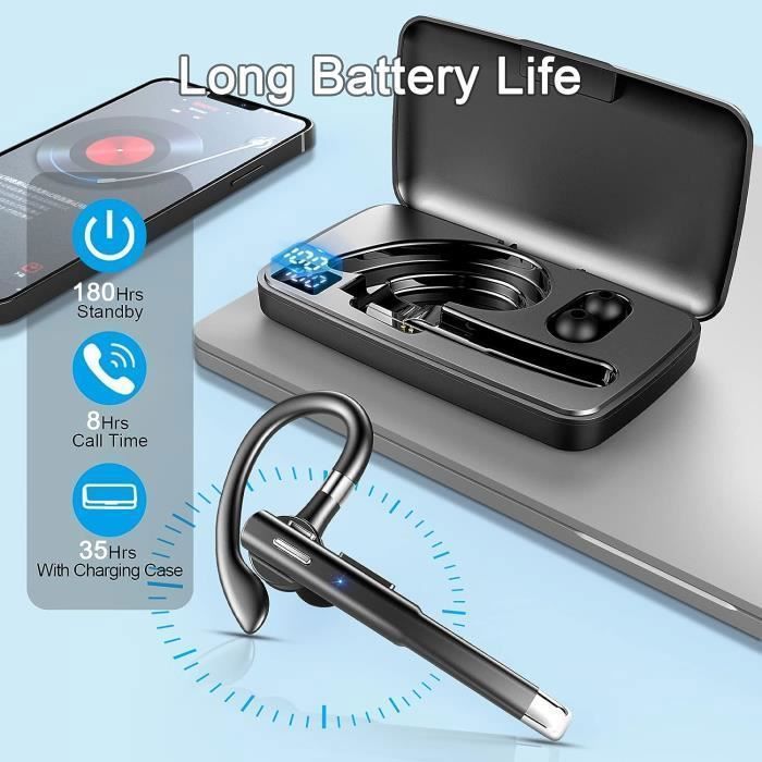 Oreillette Bluetooth - BIENCOME - Modèle Intra-auriculaire - 180H Veille - 35H Conversation - Antibruit