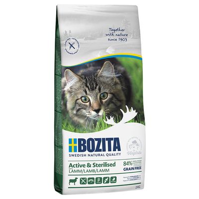 Bozita Getreidefreies Aktiv- und Sterilisiertes Trockenfutter für Katzen – Lamm