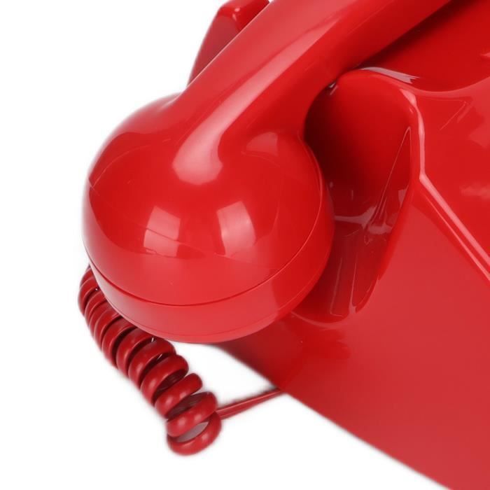 Téléphone domestique filaire rétro Téléphone fixe filaire rétro, classique, Vintage, ancien, telephonie detachee Rouge