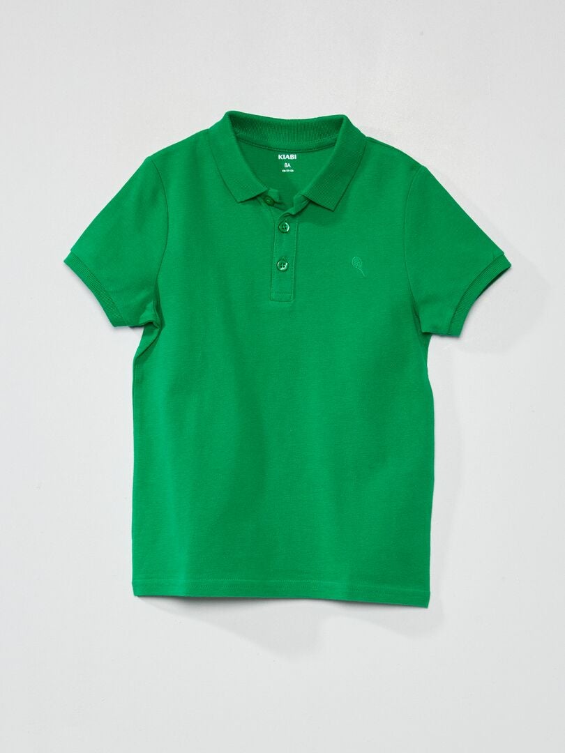 Polo en piqué de coton uni - VERT