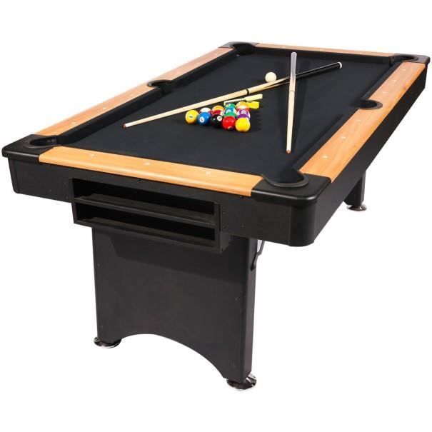 6ft Folding Pool Table - Mannoni - Black - Easy Storage - Accessories Included - Ideal for Children