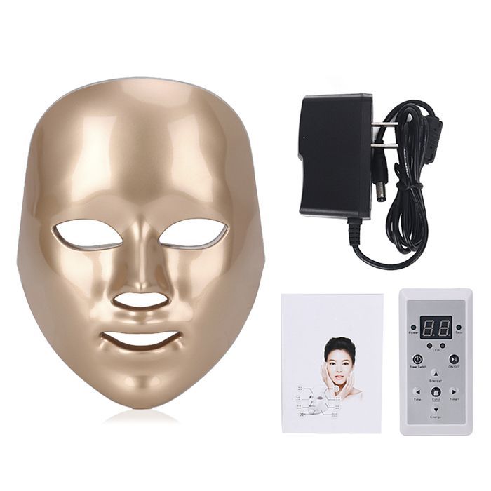 DAM Seven-Color Photonic LED Mask. Facial care, anti-aging, skin rejuvenation. 19x13x23 cm. Color: Gold