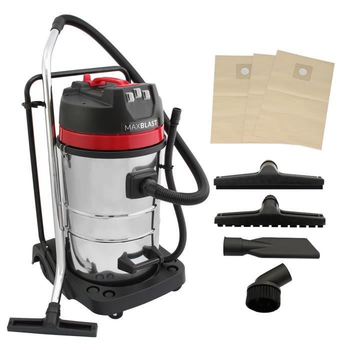 Aspiradora industrial de 80 litros, para uso en seco y húmedo, 3000 W, acero inoxidable, aspiradora comercial.