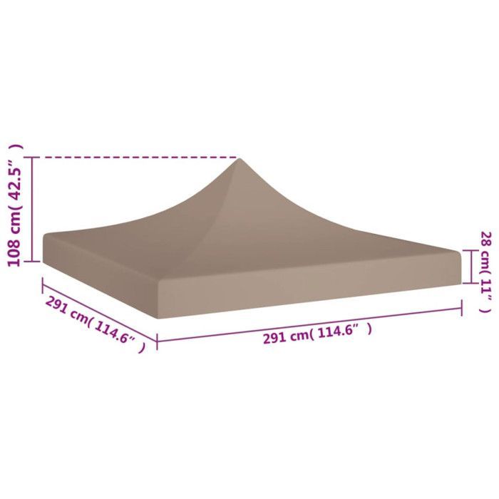 Toit de tente de réception - vidaXL - 3x3 m - Taupe - Tissu oxford 600D - Résistant aux UV et à l'eau