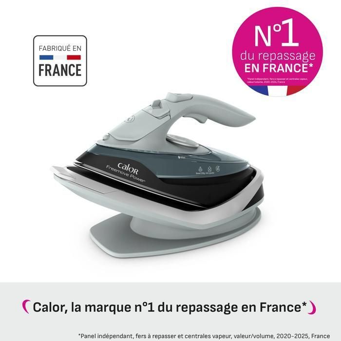 Calor Freemove Power Fer vapeur sans fil, 2600W, Débit continu 40g/min, Pressing 220g/min, Efficace, Léger, FV6672C0