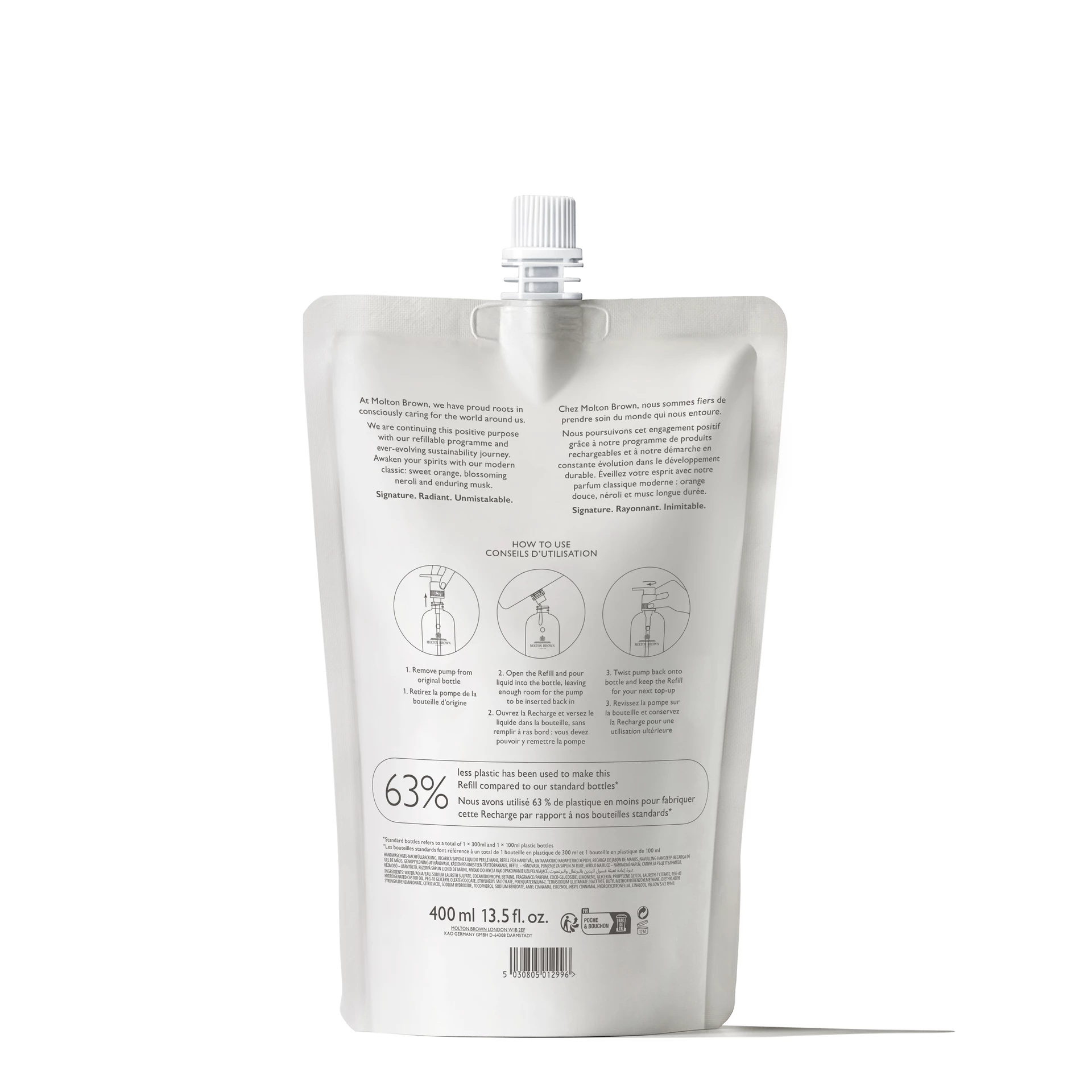 Narancs és Bergamott Finom Folyékony Kézmosó Utántöltő 400 ml - Molton Brown