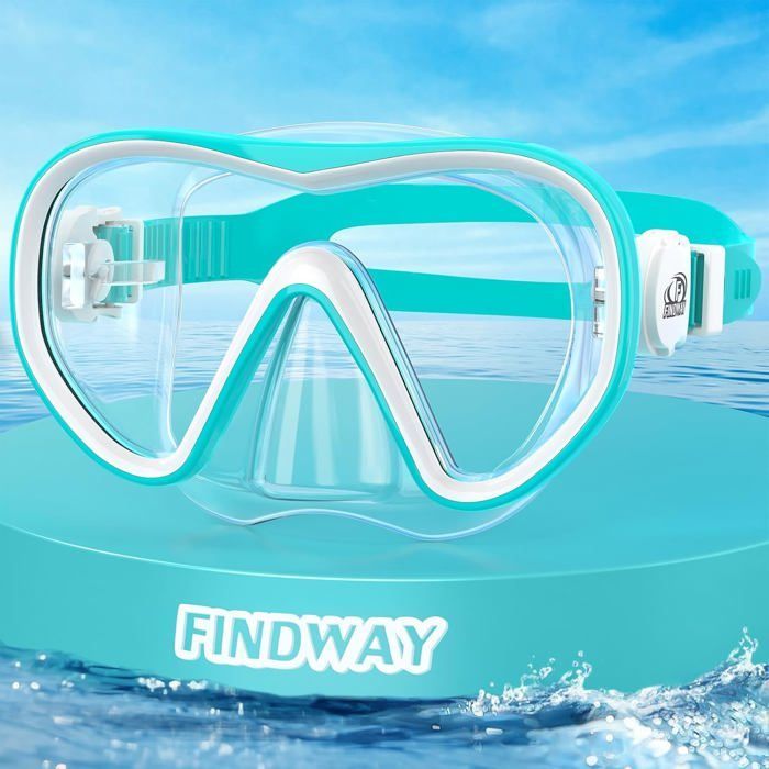 Máscara de buceo infantil Findway (de 4 a 16 años), gafas de natación panorámicas de 180°, antivaho, impermeables, ideales para nadar y practicar snorkel.