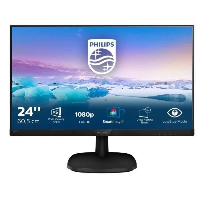 Monitor LCD Philips V-line 243V7QDSB - Full HD 1920x1080 - 16:9 - Negro - 16,7 millones de colores