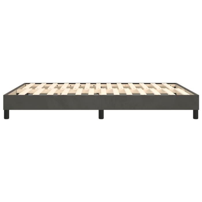 Base de cama con muelles ESTANK - 140x200 cm - Terciopelo gris oscuro - 2 plazas - Patas incluidas
