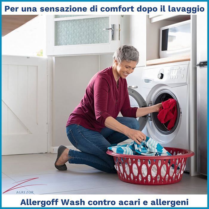 Allergoff Wash Anti-mijt & Vlooien Wasmiddel 6x20ml (120ml) – Elimineert huisstofmijt, vlooien en allergenen – Bescherming voor beddengoed en textiel