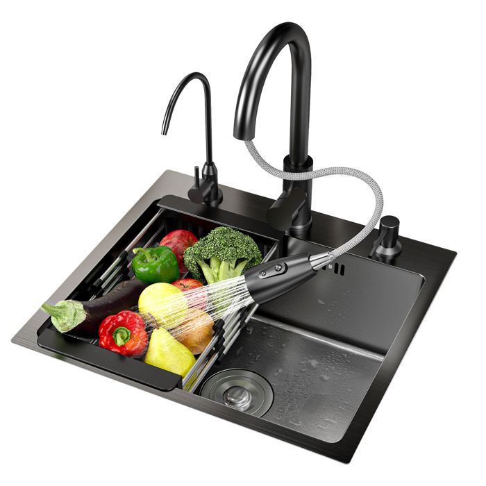 Évier Cuisine Corner Workstation - Évier encastré monobloc en acier inoxydable avec robinet