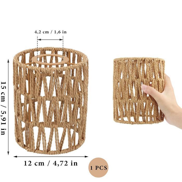 Handgemaakte bohemian rotan lampenkap, set van 1, vervangende rieten lampenkap voor E27 tafellamp of hanglamp.