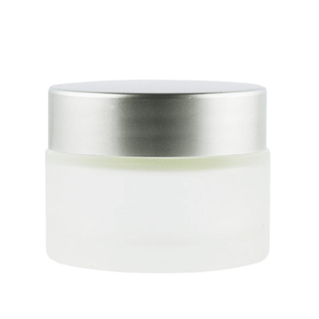 Pot verre dépoli 30 ml avec capot argent mat