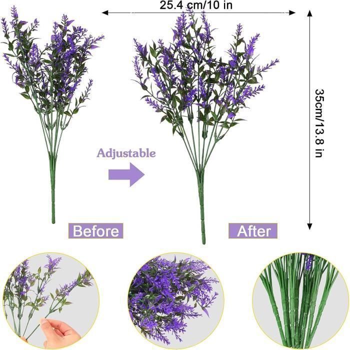 KENLUMO 24 künstliche Lavendelblüten, künstliche Gartenblumen, Dekoration für Haus, Garten, Büro, Balkon