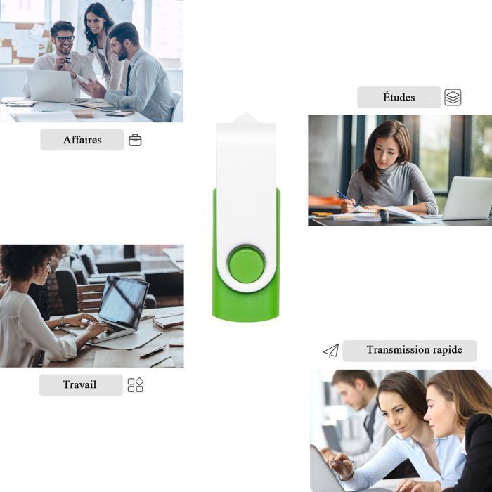 Clés USB 8 Go, Lot de 10, Version 2.0  USB C REWBOAT Mémoire Externe, Boîtier en Plastique + Crochet Rotatif en Métal