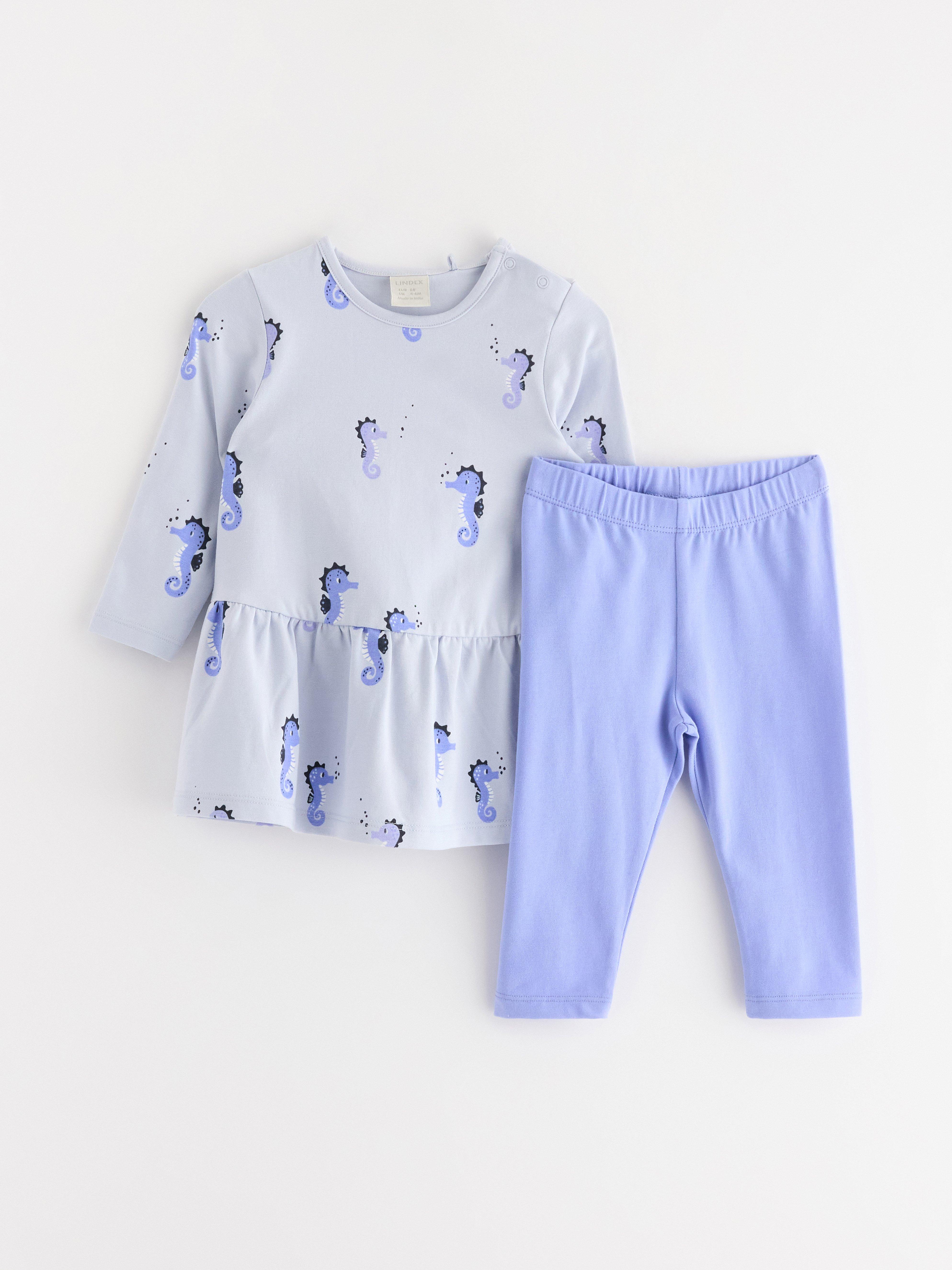 Ensemble - tunique et legging bleu clair