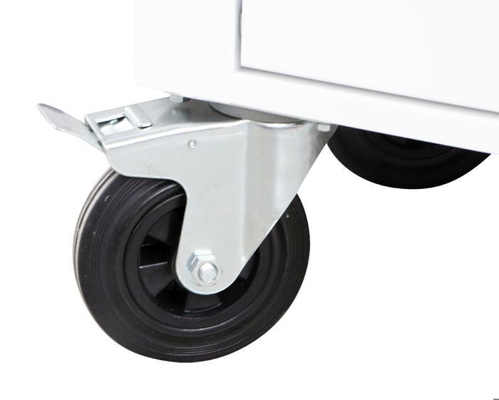 XXL 15-drawer workshop trolley, white, 1415 mm, robust, welded steel construction, lockable, ø125 mm wheels, MW Tools GW115W