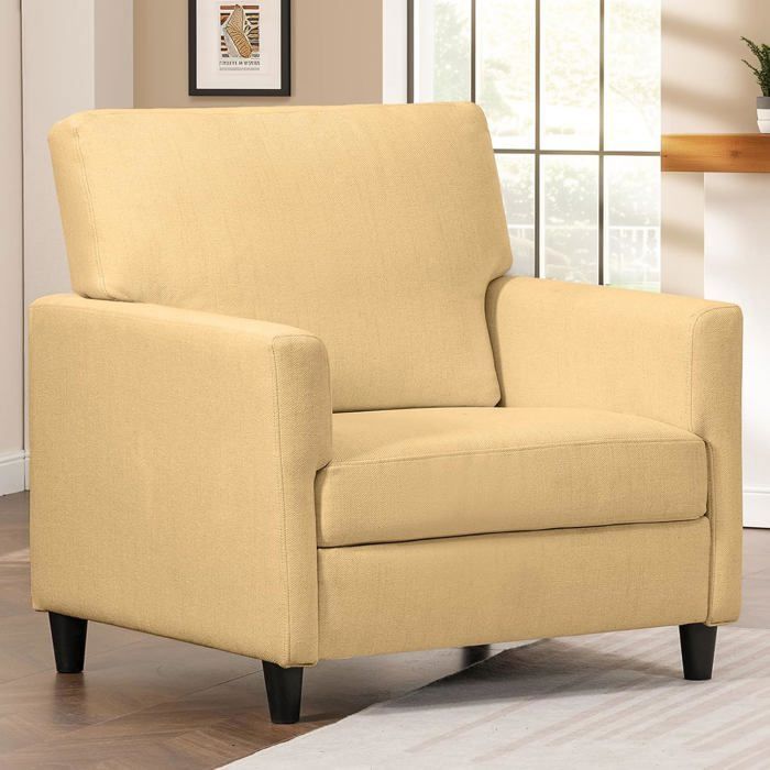 Canape de Relaxation, Fauteuil Relax,  avec Accoudoirs et Dos épais, Siège Rembourré, Salon Chambre, en Lin jaune