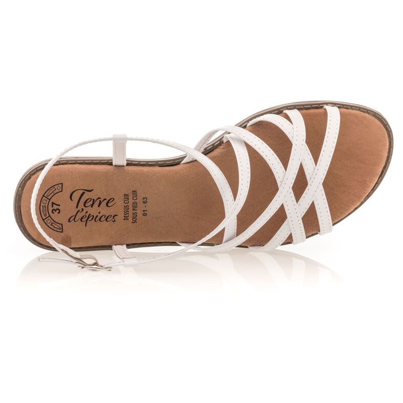 Weiße Damensandalen / Zehenfreie Schuhe