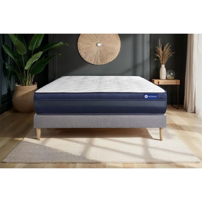 Mattress and bed base set 200x200 cm - Grey bed base (assembly required) - Actiflex Tech