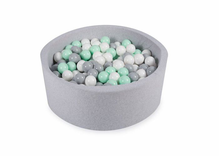Piscina di palline - Angelove - Rotonda - 90x30cm - 200 palline - Grigio chiaro/Menta/Bianco